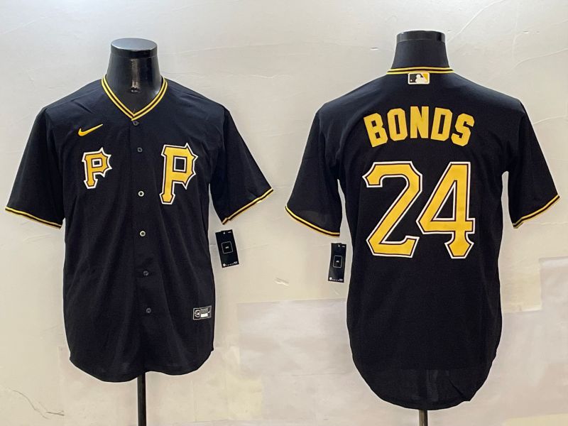 Men Pittsburgh Pirates #24 Bonds Black Game 2025 Nike MLB Jersey style 1
